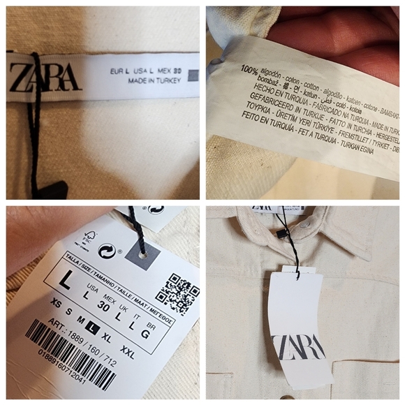NWT Zara Cream Denim Playsuit Romper Size Large. - Picture 4 of 16